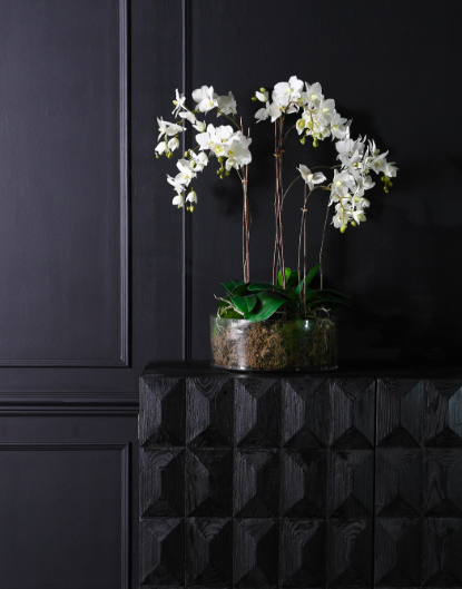 Storczyk White Glass 84 cm wysokości szklana donica biała orchidea sztuczny stoczy dekoracyjny