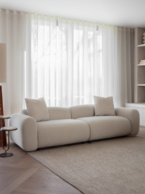 Designerska sofa trzyosobowa Brompton 255 cm kremowa