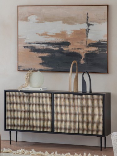 Komoda czterodrzwiowa Merida 150 cm czarno biała komoda zdobione fronty