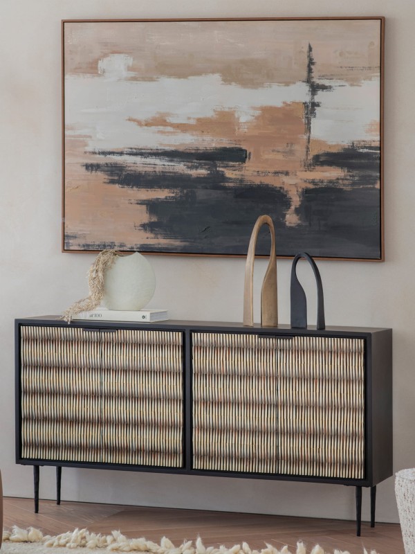 Komoda czterodrzwiowa Merida 150 cm drewniana komoda zdobione fronty