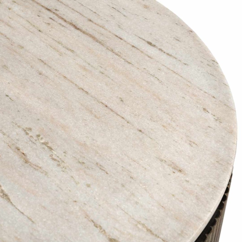 Stolik kawowy okrągły Maigue 76x38 cm drewniana podstawa i marmurowy blat