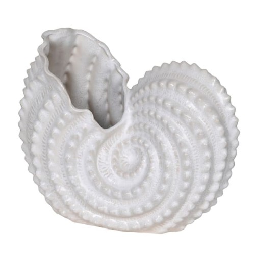 Wazon muszla White Shell 36 cm biała muszla ornament ceramika glazura