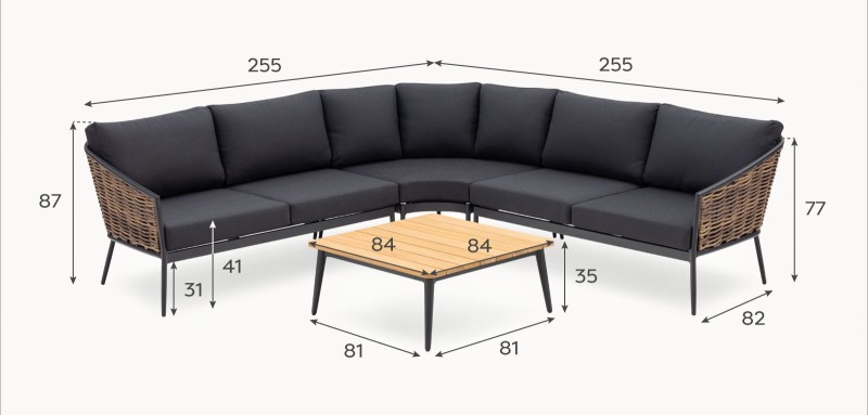 Zestaw mebli ogrodowych Palomino L Corner 255 cm narożnik i stolik kawowy