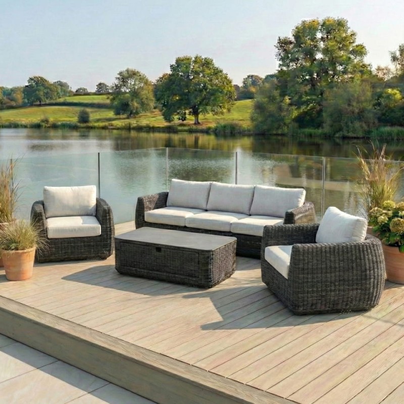 Zestaw wypoczynkowy ogrodowy Linton Luxury – sofa, fotele i stolik