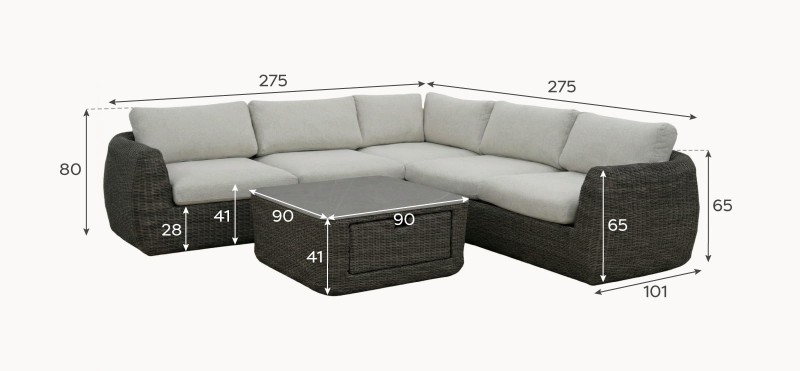 Zestaw mebli ogrodowych Linton Luxury narożnik 275 cm i stolik kawowy