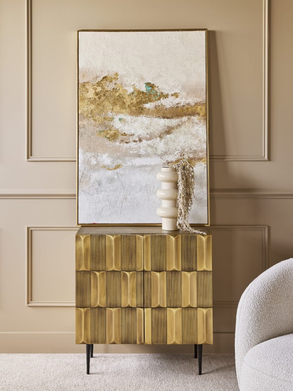 Mała komoda Lyall Brass 75 cm - złota komoda dwudrzwiowa