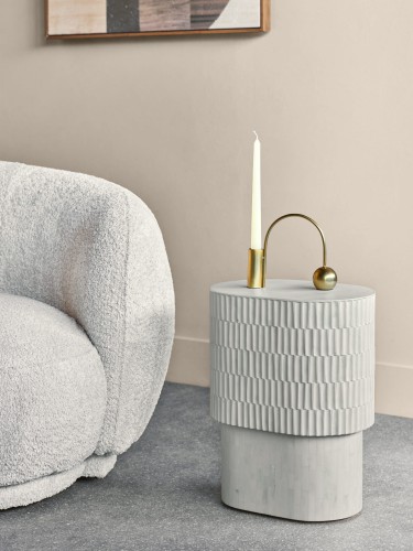 Stolik pomocniczy Apollo 46 cm okrągły biały kość bawola