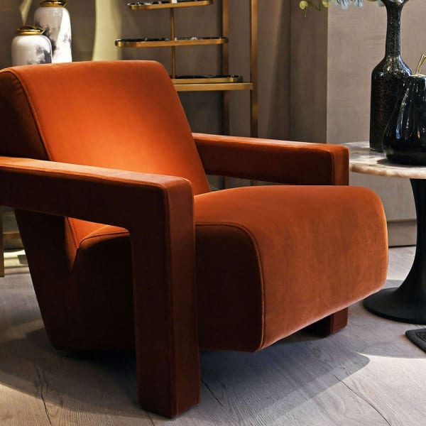 Fotel geometryczny Lyall pomarańczowy velvet