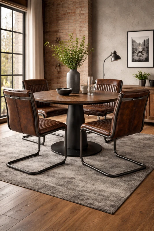 Brązowe krzesło Brown Chester brązowa sztuczna skóra oryginalny design