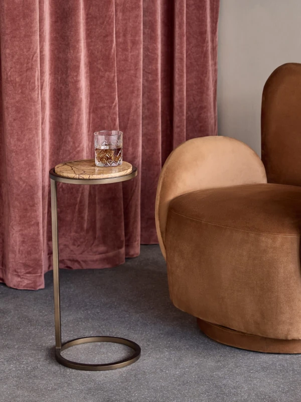 Stolik marmurowy Belgrave Forest 59 cm - marmur jasny brąz