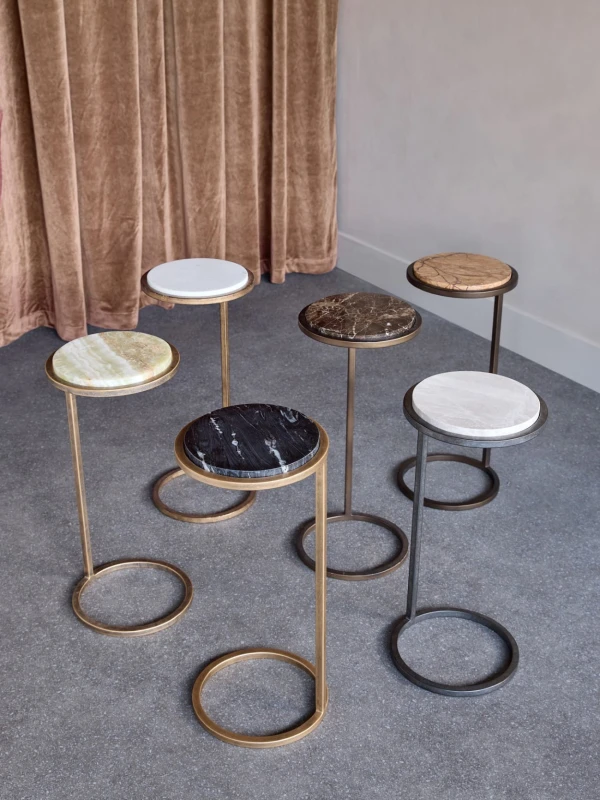 Stolik marmurowy Belgrave Forest 59 cm - marmur jasny brąz