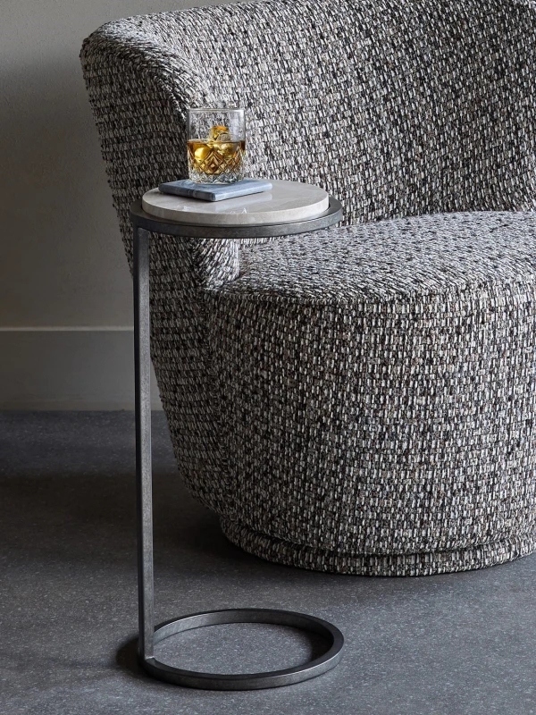 Stolik marmurowy Belgrave Grey 59 cm - marmur szary i metalowa podstawa