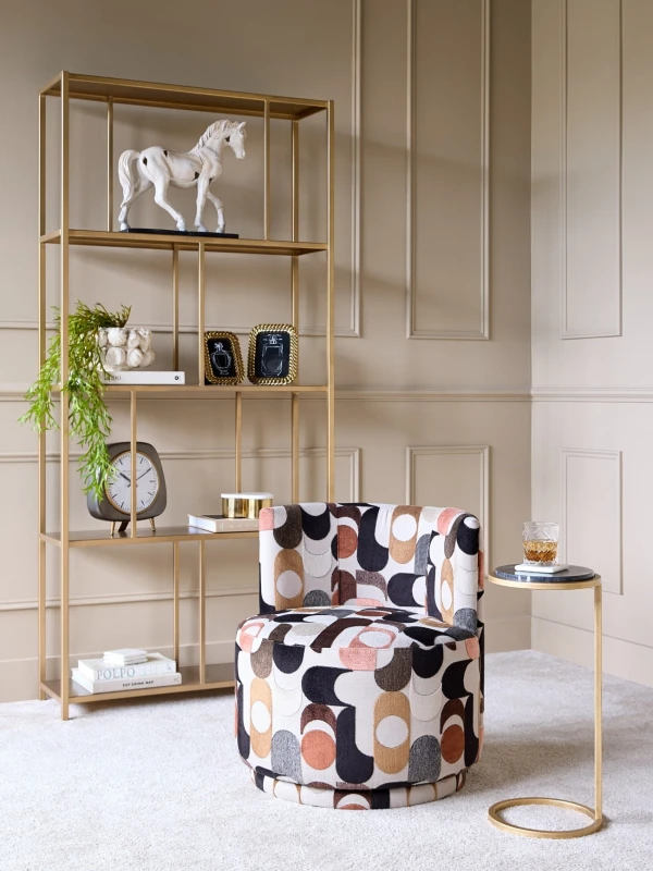 Stolik marmurowy Belgrave Black 59 cm - czarny marmur i złota podstawa