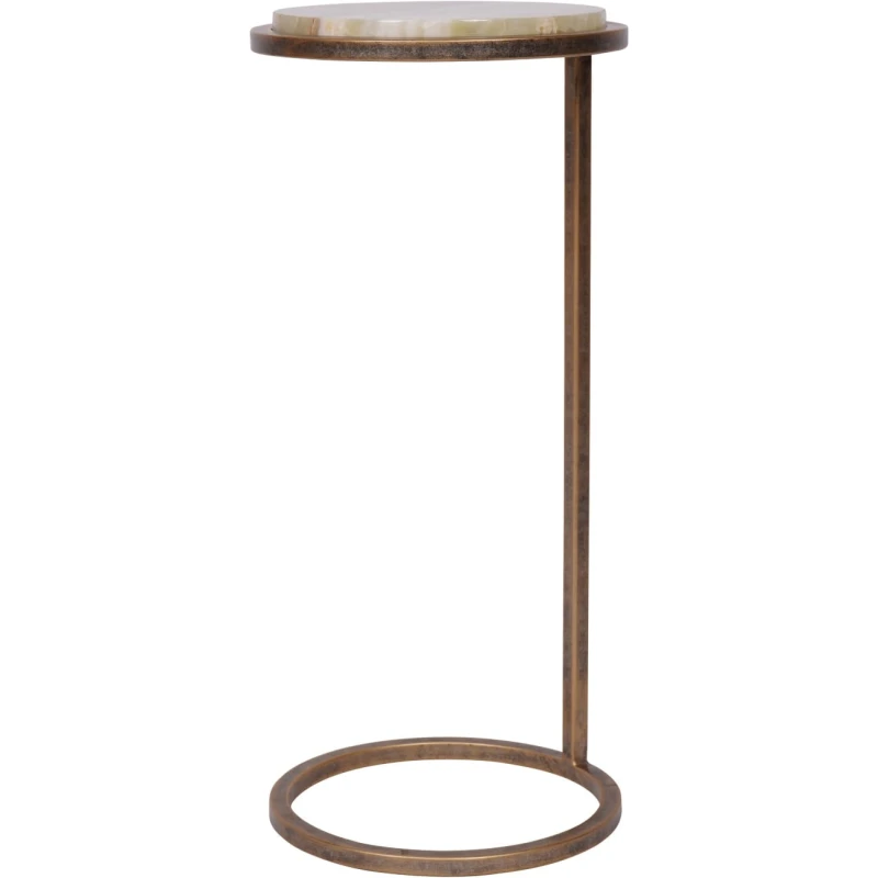 Stolik marmurowy Belgrave Onyx 59 cm - kamienny blat i metalowa podstawa