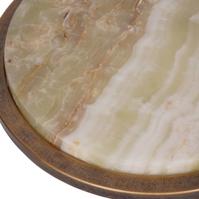 Stolik marmurowy Belgrave Onyx 59 cm - kamienny blat i metalowa podstawa