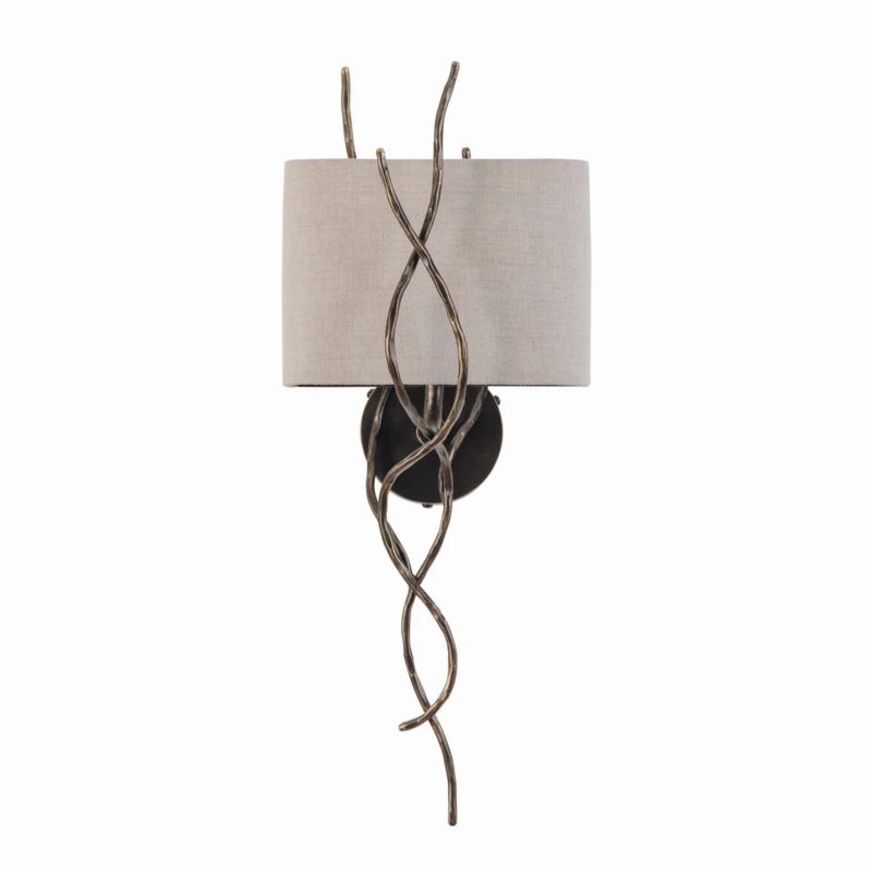 Dwie lampy ścienne Ember kinkiet z abażurem - 67 cm żelazna rama i lniany abażur