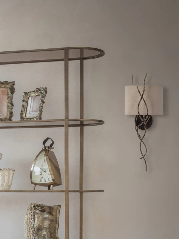 Dwie lampy ścienne Ember kinkiet z abażurem - 67 cm żelazna rama i lniany abażur