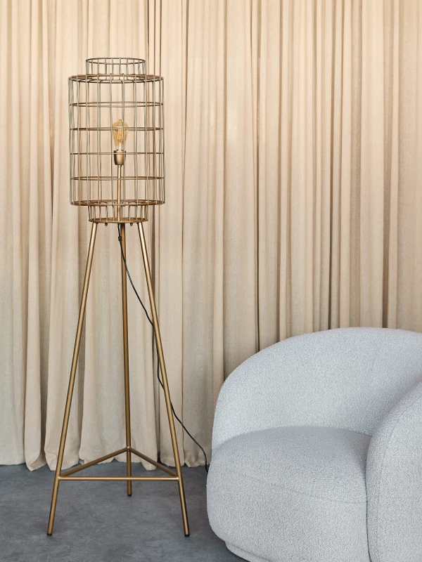 Lampa stojąca Mira 155 cm złota żelazna lampa dekoracyjna do salonu