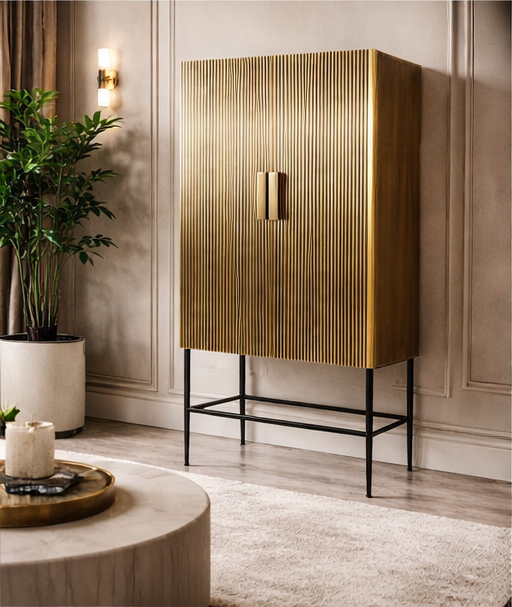 Luksusowy barek na alkohole Antique Brass z mosiężnym wykończeniem