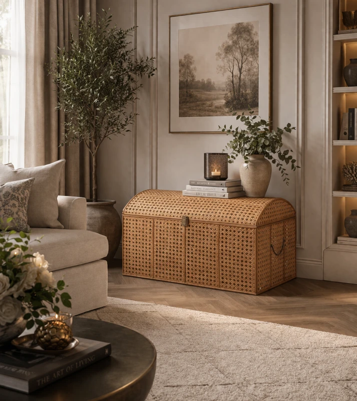 Skrzynia rattanowa Taba 73 cm - kufer dekoracyjny do przechowywania