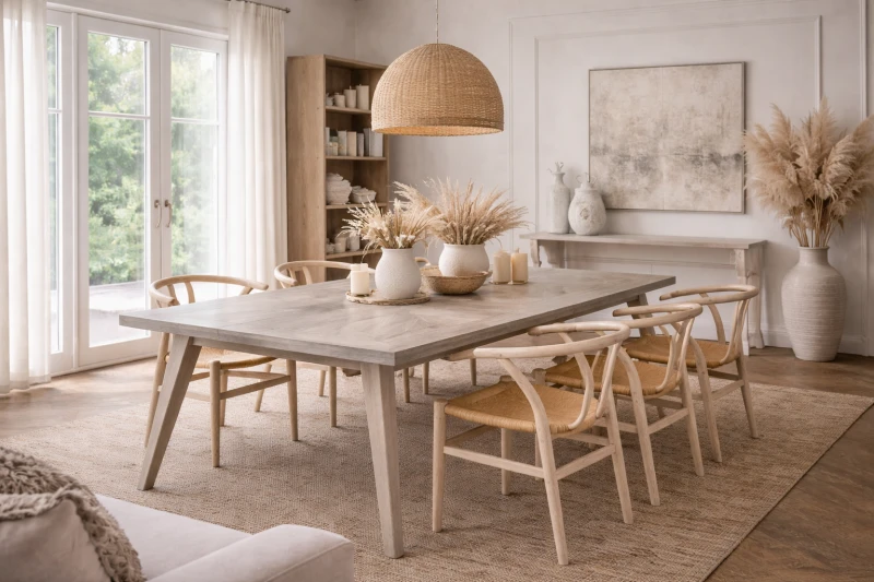 Drewniany stół do jadalni Fir 120x220 cm jodła jasny kolor