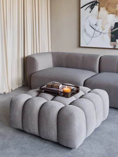 Duży puf do garderoby Marylebone 100 cm kremowy velvet