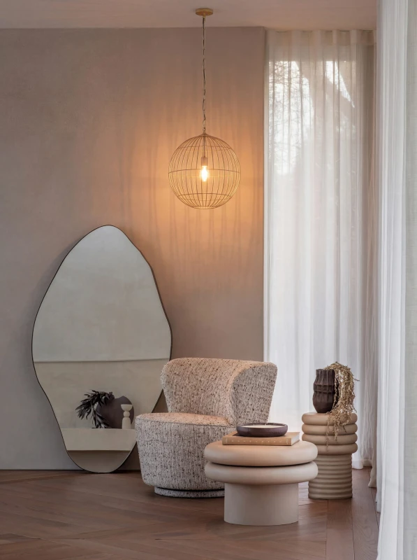 Lampa sufitowa Mira Globe 40 cm złota metalowa lampa wisząca