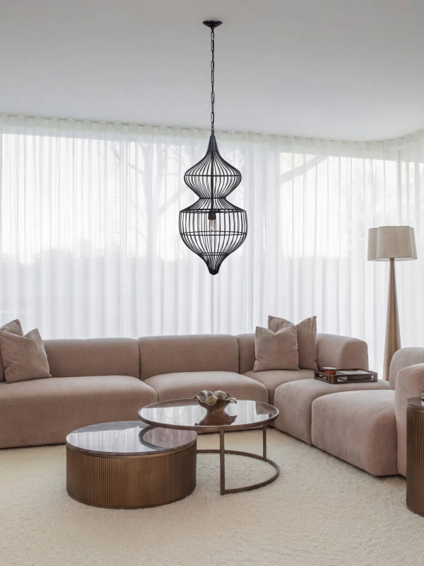 Lampa sufitowa Mira Hourglass 89 cm czarna metalowa lampa wisząca