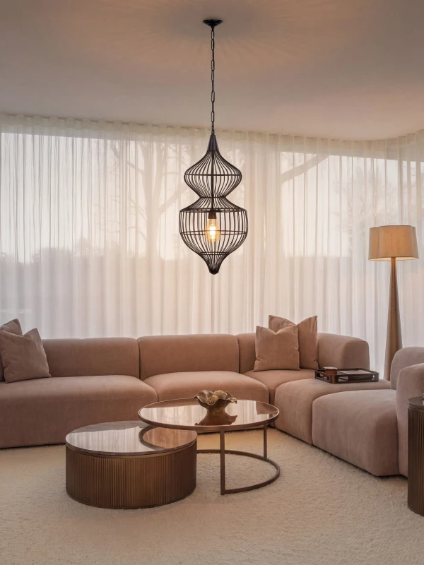 Lampa sufitowa Mira Hourglass 89 cm czarna metalowa lampa wisząca