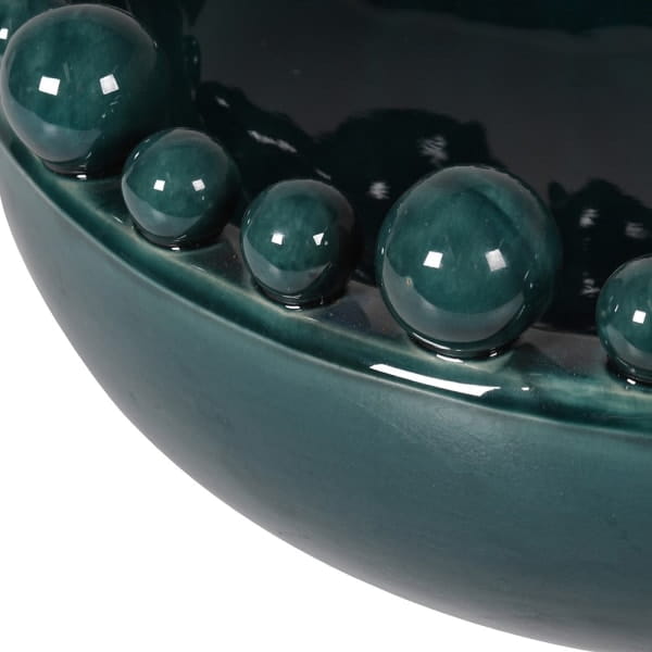 Misa Bubble Teal ceramika 38 cm średnicy dekoracyjna misa zdobione krawędzie niebieski