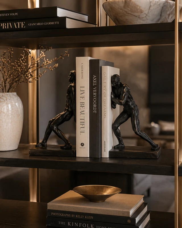 Podpórki do książek Men bookend czarne żywica 27 cm