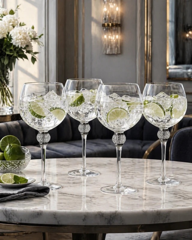 Klasyczne srebrne kieliszki Boscobel wysoka nóżka srebrna dekoracja do ginu