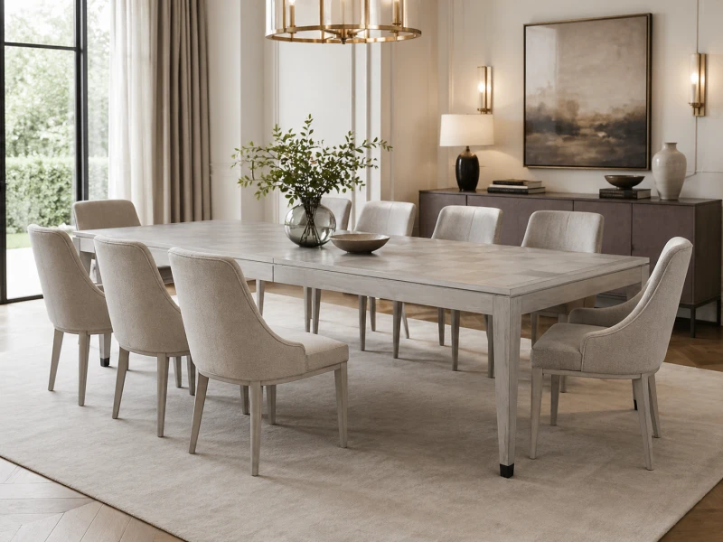 Stół rozkładany Light Oak 356 cm jasny dąb czarne kontrastujące żelazo