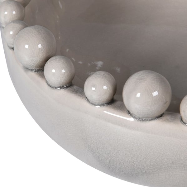 Kremowa ceramiczna misa dekoracyjna ręcznie wykonana 38 cm