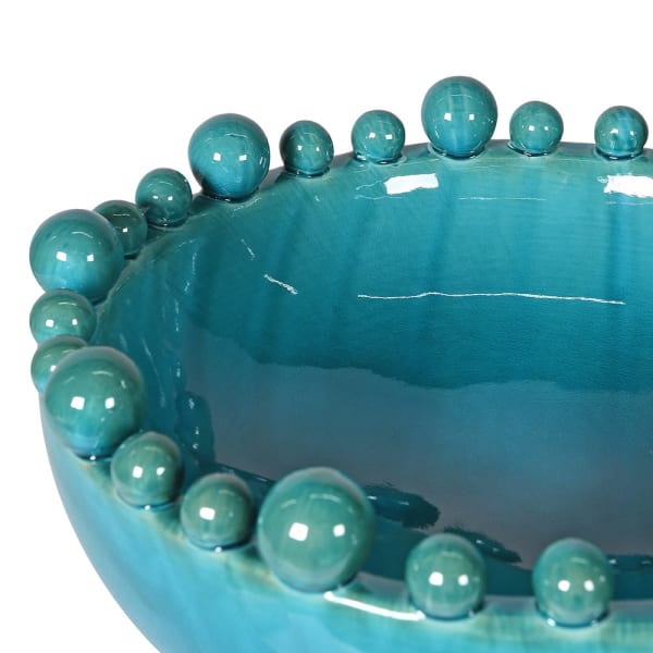 Misa Bubble Aqua ceramika 38 cm średnicy dekoracyjna misa zdobione krawędzie niebieski