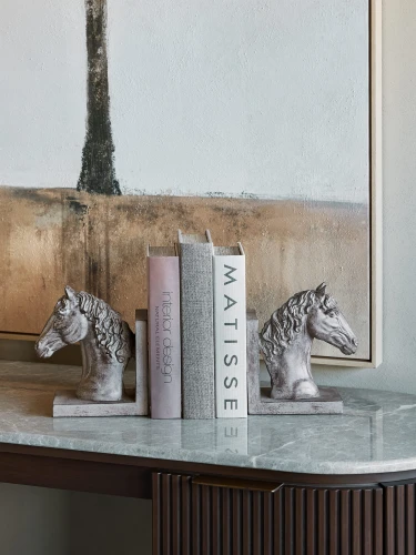 Podpórki do książek Farmhouse 19 cm bookend konie żywica efekt kamienia