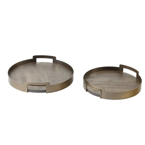 Komplet tac dekoracyjnych Knightsbridge Mango – drewno mango i smoke gold, 39,5 cm