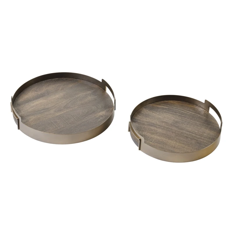 Komplet tac dekoracyjnych Knightsbridge Mango – drewno mango i smoke gold, 39,5 cm
