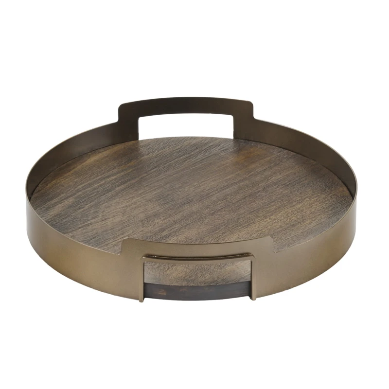 Komplet tac dekoracyjnych Knightsbridge Mango – drewno mango i smoke gold, 39,5 cm