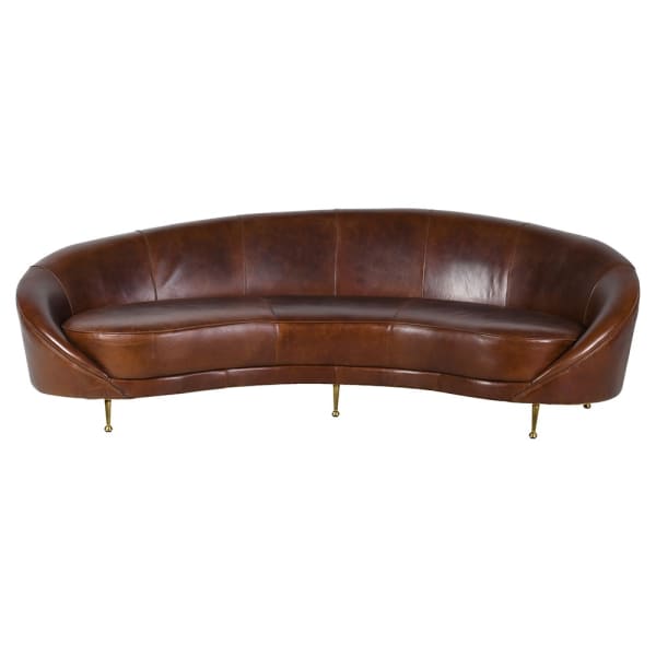 Skórzana Sofa Curved 250 cm zaokrąglona sofa do salonu brązowa skóra