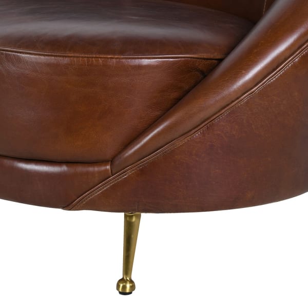 Skórzana Sofa Curved 250 cm zaokrąglona sofa do salonu brązowa skóra