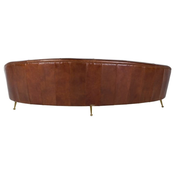 Skórzana Sofa Curved 250 cm zaokrąglona sofa do salonu brązowa skóra