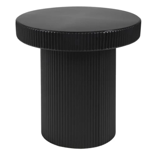 Okrągły stolik boczny Black Ribbed 50 cm metalowy stolik pomocniczy z żelaza