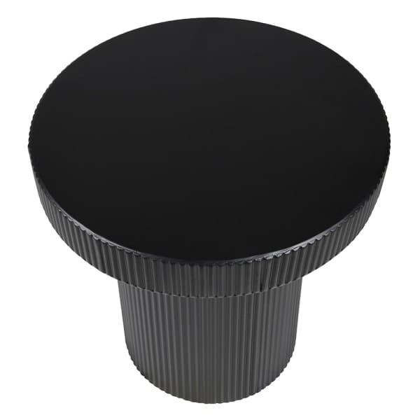 Okrągły stolik boczny Black Ribbed 50 cm metalowy stolik pomocniczy z żelaza
