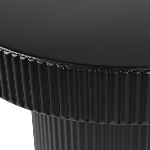 Okrągły stolik boczny Black Ribbed 50 cm metalowy stolik pomocniczy z żelaza