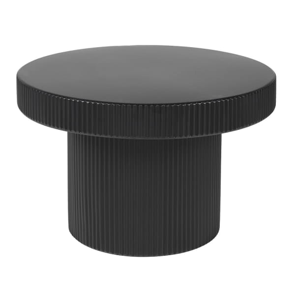 Okrągły stolik boczny Black Ribbed 40x60 cm metalowy stolik pomocniczy z żelaza