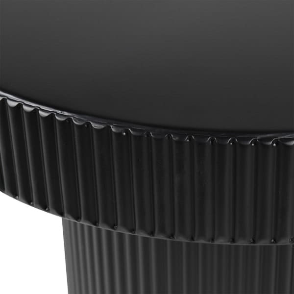 Okrągły stolik boczny Black Ribbed 40x60 cm metalowy stolik pomocniczy z żelaza
