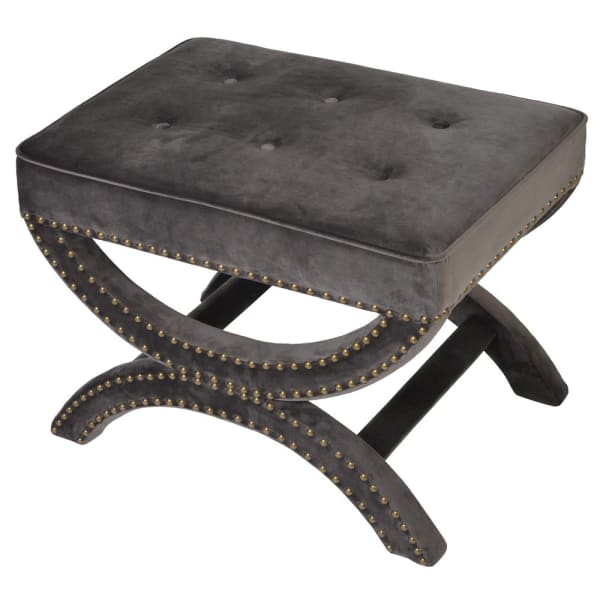 Stołek tapicerowany Eccleston Grey 62 cm velvet z ozdobnymi nitami