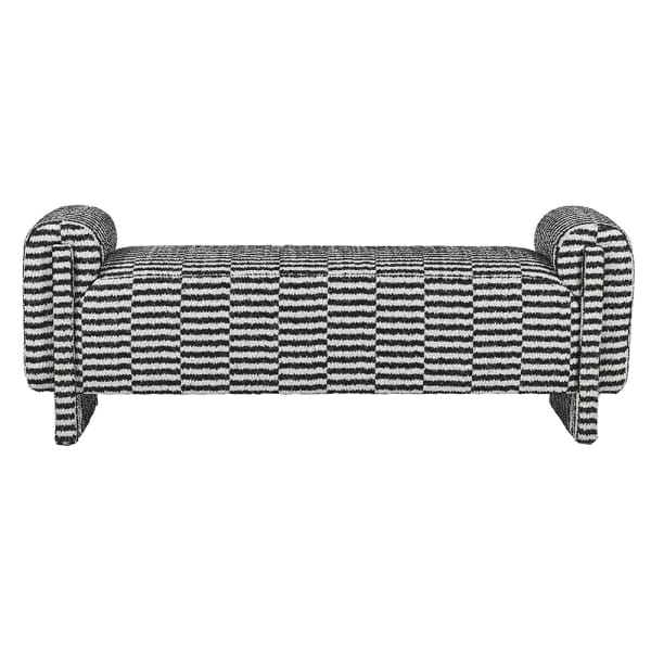 Ławka tapicerowana Amalfi 155 cm czarno-biała w pasy