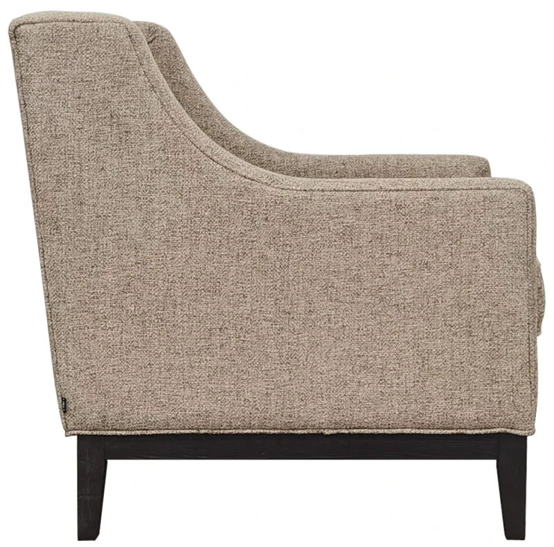Fotel Cheval Taupe 86 cm beżowe obicie ozdobne guziki dekoracyjne przeszycia